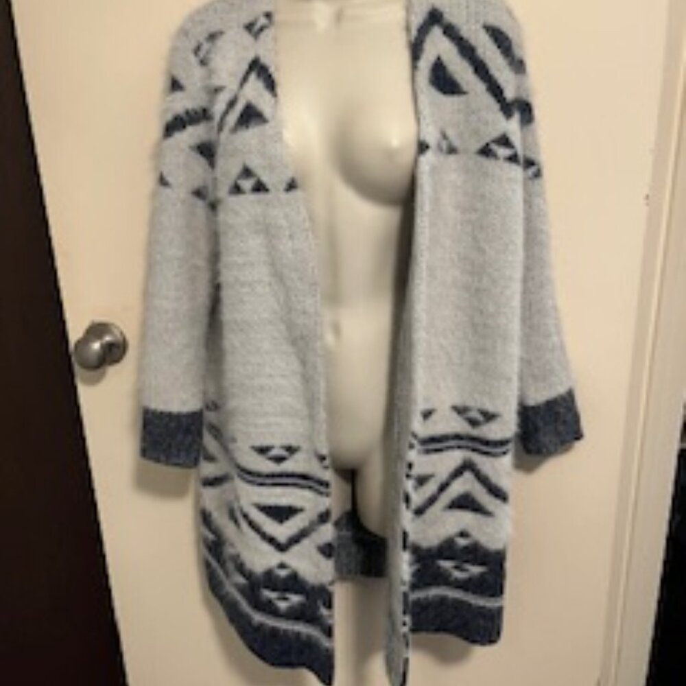 Cozy Aztec Print Open-Front Cardigan
